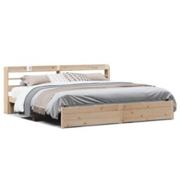 Berkfield Home Bed Frame with Headboard without Mattress 180x200 cm Super King in Brown - thumbnail 2