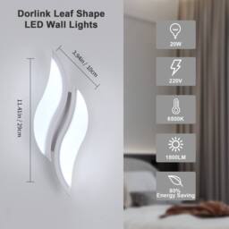 Pheashine White Aluminum 29cm Rectangular LED Wall Light 20W 6500K 2300 Lumens - thumbnail 6