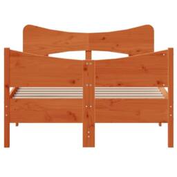Berkfield Home Beautiful Bed Frame without Mattress Wax Brown 120x200 cm Solid W - Size: Small Double - thumbnail 4