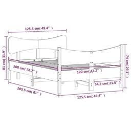 Berkfield Home Beautiful Bed Frame without Mattress Wax Brown 120x200 cm Solid W - Size: Small Double - thumbnail 9