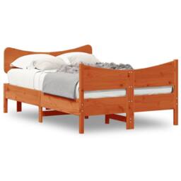 Berkfield Home Beautiful Bed Frame without Mattress Wax Brown 120x200 cm Solid W - Size: Small Double - thumbnail 3