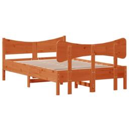 Berkfield Home Beautiful Bed Frame without Mattress Wax Brown 120x200 cm Solid W - Size: Small Double - thumbnail 6