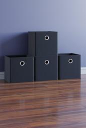 Vida Designs Durham Cube Storage Basket Bookcase Organizer Black Set of 4