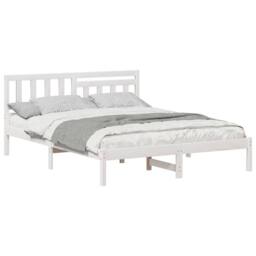 Berkfield Home Bed Frame with Headboard White 160 x 200 cm Solid pine wood - thumbnail 3