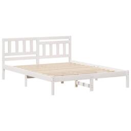 Berkfield Home Bed Frame with Headboard White 160 x 200 cm Solid pine wood - thumbnail 2