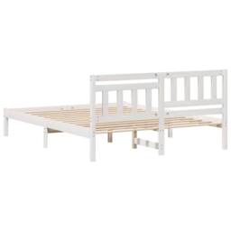 Berkfield Home Bed Frame with Headboard White 160 x 200 cm Solid pine wood - thumbnail 7