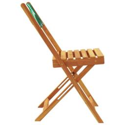 Berkfield Home Beautiful Folding Garden Chairs 4 pcs Green Fabric & Solid Wood in Natural - thumbnail 5