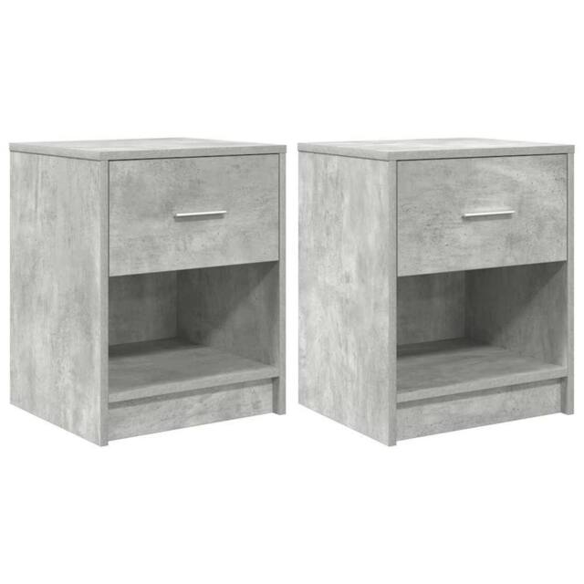 Berkfield Home Bedside Cabinets 2 pcs with Drawer Concrete Grey 40x34x50 cm - Size: 40 x 34 x 50 cm - image 1