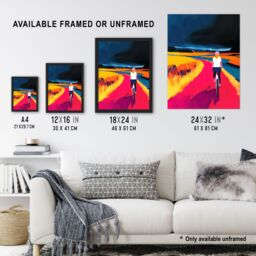 "Artery8 Bicycle Dream Bike Ride Colourful Landscape Wall Art Print in Blue - Size: W12"" x H16""" - thumbnail 3