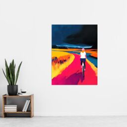 "Artery8 Bicycle Dream Bike Ride Colourful Landscape Wall Art Print in Blue - Size: W12"" x H16""" - thumbnail 4