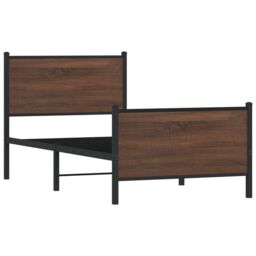Berkfield Home Metal Bed Frame without Mattress Brown Oak 90x200 cm - thumbnail 3