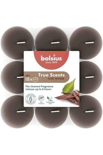 KDMD Bolsius True Scents Clear Cup Tealights- Oud Wood 18 Pack in Taupe - image 1