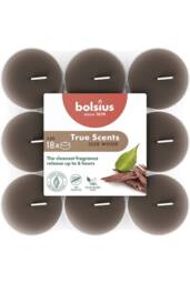 KDMD Bolsius True Scents Clear Cup Tealights- Oud Wood 18 Pack in Taupe