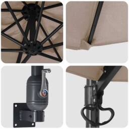 Berkfield Home Patio Umbrella Taupe Polyester Large Foldable Patio Umbrella - thumbnail 7