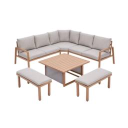 Home Detail Bora Grey Corner Garden Set with Rising Table in Natural - thumbnail 3