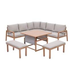 Home Detail Bora Grey Corner Garden Set with Rising Table in Natural - thumbnail 2