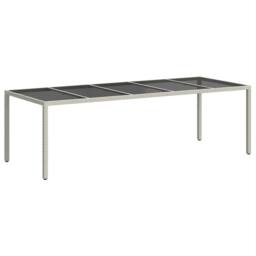 Berkfield Home Garden Table White 250x100x75 cm Poly Rattan & Tempered Glass - Size: 250 x 100 x 75 cm - thumbnail 5