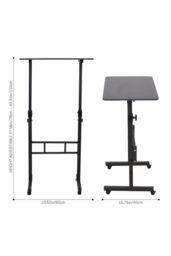 Living and Home Height Adjustable Mobile Laptop Desk with Wheels in Black - thumbnail 8