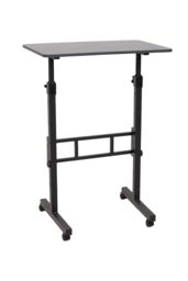 Living and Home Height Adjustable Mobile Laptop Desk with Wheels in Black - thumbnail 3