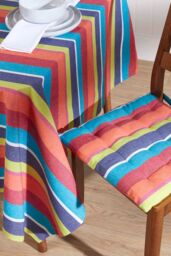 Homescapes Seat Pad Luxury Cotton Multi Striped Indoor Outdoor Garden Cushion, 40cm - thumbnail 2