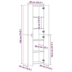 Berkfield Home Highboard Artisan Oak 60x32x190 cm Engineered Wood in Brown - Size: 60 x 32 x 190 cm - thumbnail 9