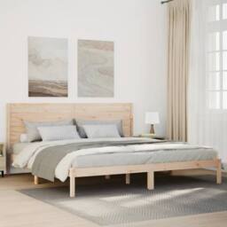 Berkfield Home Extra Long Bed Frame without Mattress 200x210 cm Solid Wood in Brown - thumbnail 1