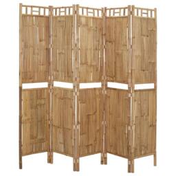 Berkfield Home 5-Panel Room Divider Bamboo 200x180 cm in Brown - thumbnail 3