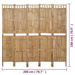 Berkfield Home 5-Panel Room Divider Bamboo 200x180 cm in Brown - thumbnail 8