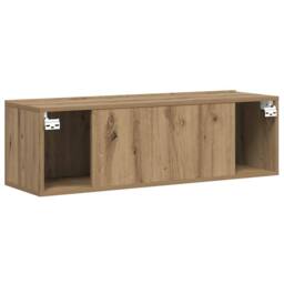 Berkfield Home Wall Mounted TV Cabinet Artisan Oak 80x30x30 cm Engineered Wood in Brown - Size: 80 x 30 x 30 cm - thumbnail 7