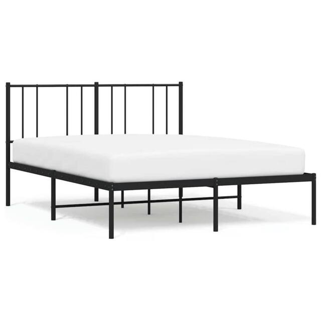 Berkfield Home Metal Bed Frame with Headboard Black 140x190 cm - image 1