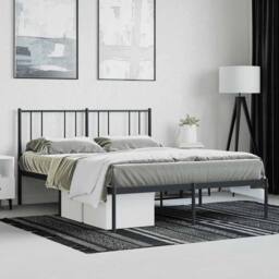 Berkfield Home Metal Bed Frame with Headboard Black 140x190 cm - thumbnail 4