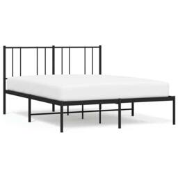 Berkfield Home Metal Bed Frame with Headboard Black 140x190 cm - thumbnail 1