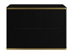 Vente-unique Fluted Wall-Hung Vanity Unit With Gold Trim - Black - W80 Cm - KELIZA - thumbnail 2