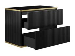 Vente-unique Fluted Wall-Hung Vanity Unit With Gold Trim - Black - W80 Cm - KELIZA - thumbnail 4