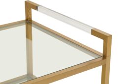 Orsina Matte Gold 2 Tier End Table, Modern Art Deco Style, Glass Shelves & Durable Stainless Steel Construction - thumbnail 4