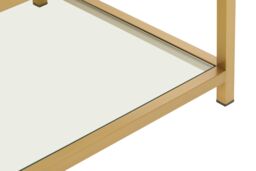 Orsina Matte Gold 2 Tier End Table, Modern Art Deco Style, Glass Shelves & Durable Stainless Steel Construction - thumbnail 5
