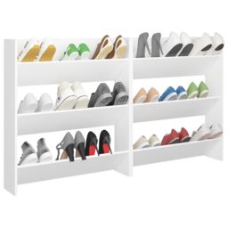 Berkfield Home Wall Shoe Cabinets 2 pcs White 80x18x90 cm Engineered Wood - Size: 80 x 18 x 90 cm - thumbnail 4