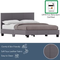 Home Discount Vida Designs Lisbon Small Double Faux Leather Bed Frame UKFR Fabric in Grey - thumbnail 5