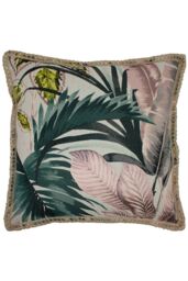 Furn Amazonia Braid Trimmed Jacquard Printed Cushion in Pink - Size: 50 cm x 50 cm - thumbnail 1