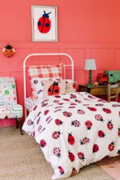 Wee Blue Bell 'Ladybird' Fitted Sheet in Red - Size: Single - thumbnail 3