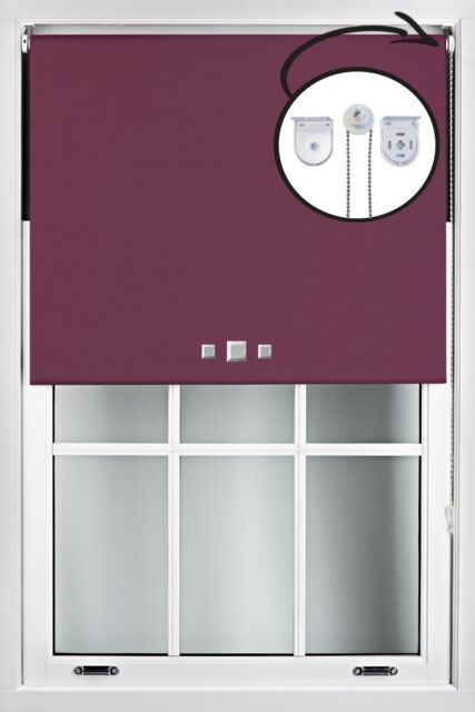 Furnished Aubergine Blackout Roller Blinds with Triple Square Eyelets & Metal Fittings - Size: 180 cm width x 210 cm drop - image 1