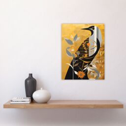 "Artery8 Wall Art Print Cuckoo Clock Abstract Geometric Gold Grey Black Poster Picture - Size: W18"" x H24""" - thumbnail 4
