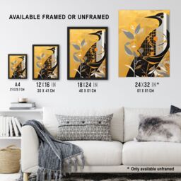 "Artery8 Wall Art Print Cuckoo Clock Abstract Geometric Gold Grey Black Poster Picture - Size: W18"" x H24""" - thumbnail 3