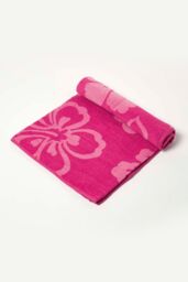 Homescapes Pink Flower 100% Cotton Beach Towel