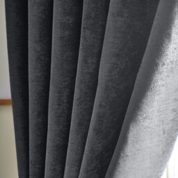 Luxury Living Chenille Blackout Eyelet Curtains Thermal Triple Weave Pair in Charcoal - Size: 117 cm width x 137 cm drop - thumbnail 4