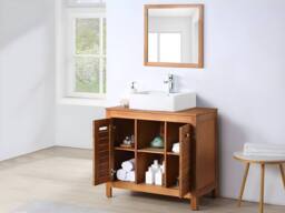 Vente-unique Acacia Wood Bathroom Unit With Single Basin & Mirror - 90 Cm in Walnut - thumbnail 6