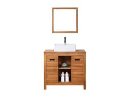 Vente-unique Acacia Wood Bathroom Unit With Single Basin & Mirror - 90 Cm in Walnut - thumbnail 4