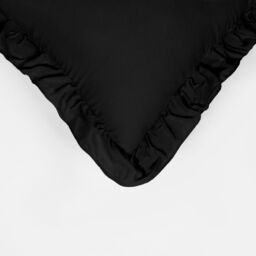 OHS 2 x Plain Faux Linen Frill Cushion Covers in Black - Size: 45 cm x 45 cm - thumbnail 4