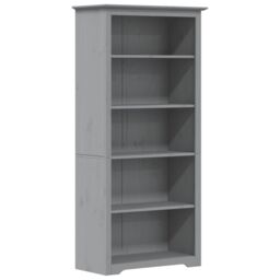 Berkfield Home Bookcase BODO Grey 80x38x180 cm Solid Wood Pine 5-Tier - Size: 80 x 38 x 180 cm - thumbnail 2