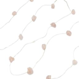 ValueLights Battery Operated Natural Crystal Wellness String Lights Raw Stone Healing Light - Rose Quartz in Pink